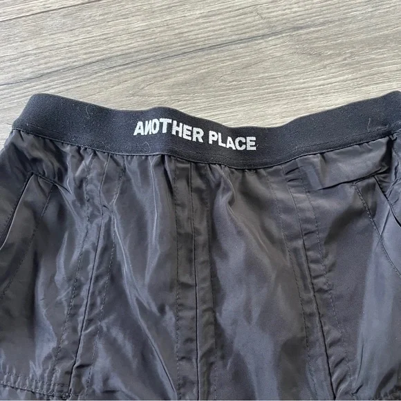 Another Place Womens Black Bungee Cord Mini Skirt Pull On Size Small Street Wear